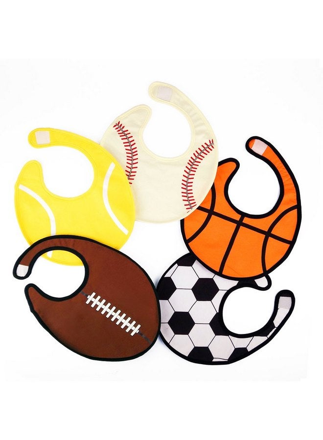 zebrum Waterproof Baby Boy Sports Bibs,Triple Layer-Cotton Front,Plastic Liner,Polyester Fleece Back,Highly Absorbent Drooling Burp Cloths for Boys Girls(5bibs) - Image 1