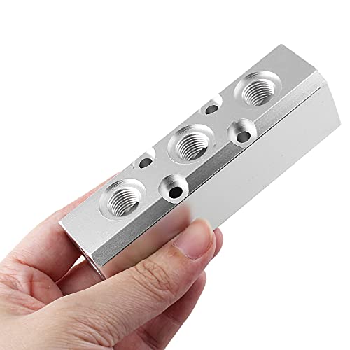 LDEXIN 3 Way Pneumatic Manifold Air Distribution Block, Compressed Air Manifold Pneumatic Block, Air Coupler Fast Connector, Silver - Image 4