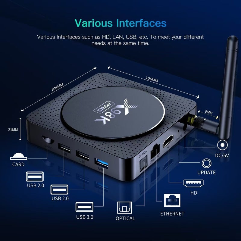 X98K PRO أندرويد 11 4G32G RK3566 صندوق تلفزيون 1000M BT 5G WIF - Image 1