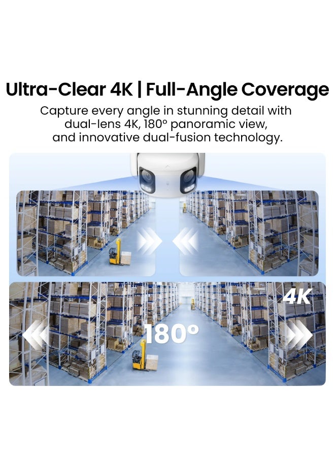 ريولينك كاميرا أمان بانورامية مزدوجة العدسة RP-PCT8MD بدقة 8MP و 4K و PoE – 4K Ultra HD 5120×1552 @30FPS، كاميرا CCTV IP خارجية بزاوية 180°، كشف AI للبشر والمركبات والحيوانات، رؤية ليلية بالألوان والأشعة تحت الحمراء، تنبيه عبور الخط والتسلل، صوت ثنائي الاتجاه، تدعم 512GB microSD - Image 3