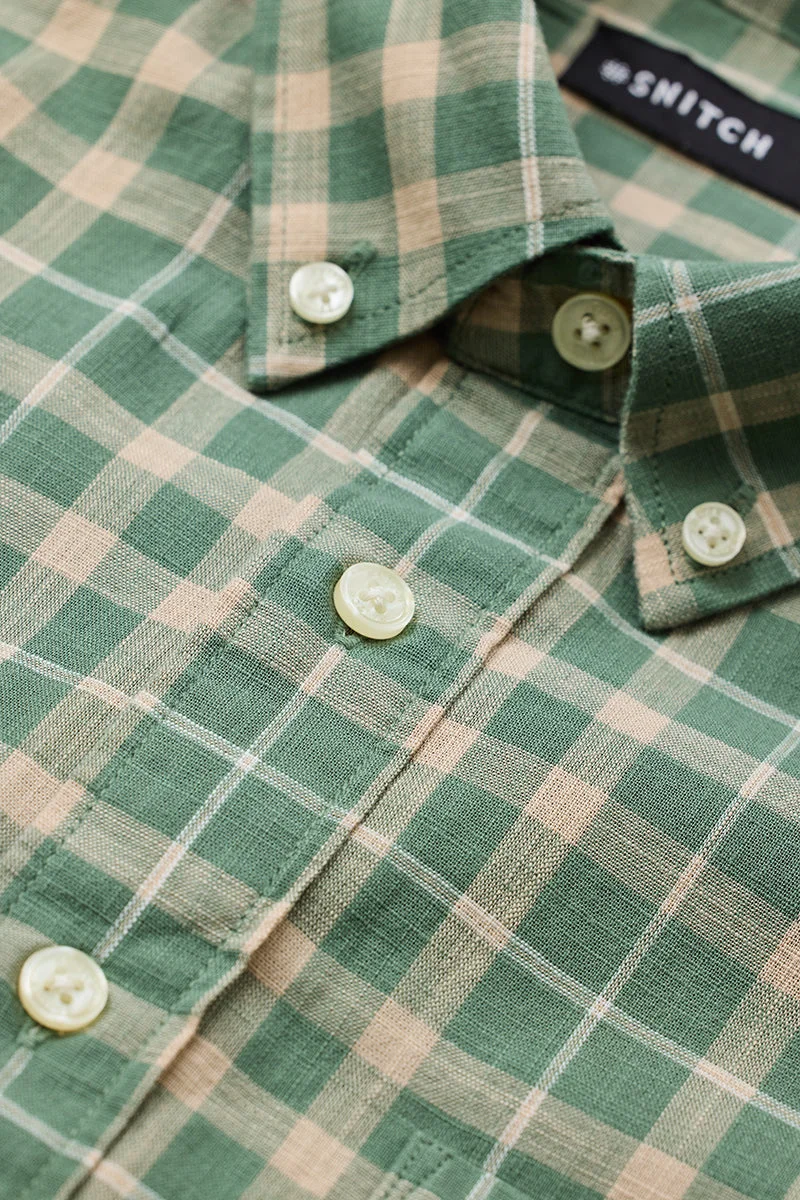 SNITCH Green Checks Regular Fit Shirt