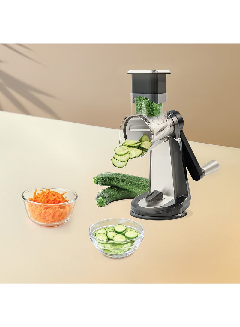 nutricook 3-in-1 Cheese Grater & Slicer – BPA-Free with Stainless Steel Drums for Fine, Coarse Grating & Slicing – Suction Base, Easy to Use & Clean – For Cheese, Veggies, Nuts & More  - Image 3