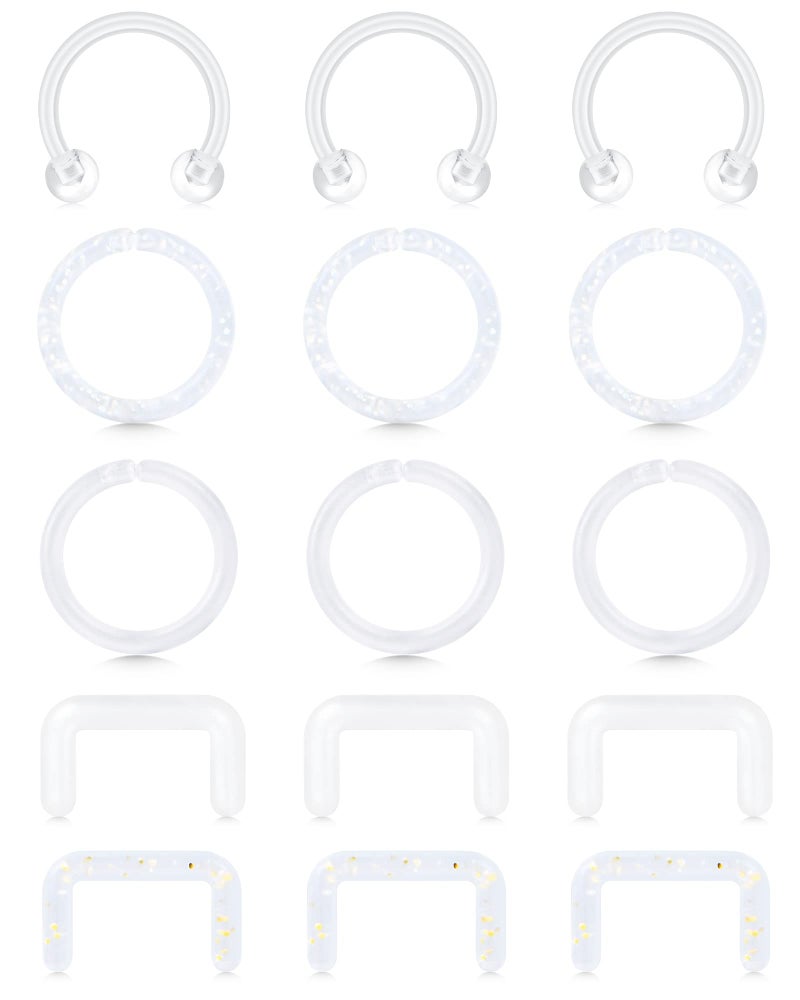 Qwalit Septum Retainer 16G Clear Septum Ring Plastic Septum Ring For Work Surgery Invisible Septum Piercing Retainer - Image 1