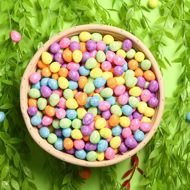 Fiada 450 Pieces Easter Eggs Decorative Mini Foam Glitter Eggs Easter Vase Filler Sequin Ornaments for Crafts DIY Home Garden Decor, 0.6 x 0.7 Inch - Image 5