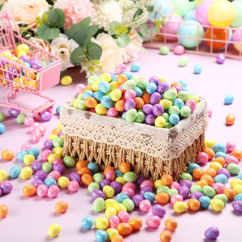 Fiada 450 Pieces Easter Eggs Decorative Mini Foam Glitter Eggs Easter Vase Filler Sequin Ornaments for Crafts DIY Home Garden Decor, 0.6 x 0.7 Inch - Image 3