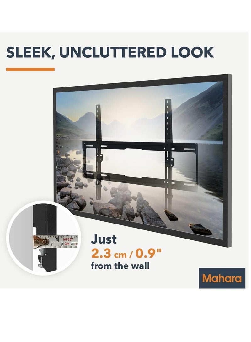 Flat wall-mounted TV bracket, suitable for 37 - 80 inch TVs. TV brackets compatible with VESA 100 x 100 mm - 600 x 400 mm. Wall mounts for TV supporting a maximum weight of 60 kg - Black. - Image 2