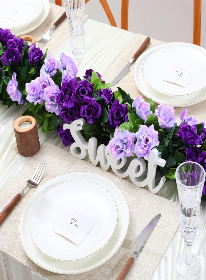 Floweroyal 4 Pack Artificial Flower Garlands 7.9FT Fake Rose Vines Silk Flowers Hanging Rose Ivy for Wedding Arch Party Home Garden Wall Decor (Purple) - Image 2