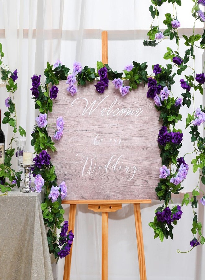 Floweroyal 4 Pack Artificial Flower Garlands 7.9FT Fake Rose Vines Silk Flowers Hanging Rose Ivy for Wedding Arch Party Home Garden Wall Decor (Purple) - Image 3