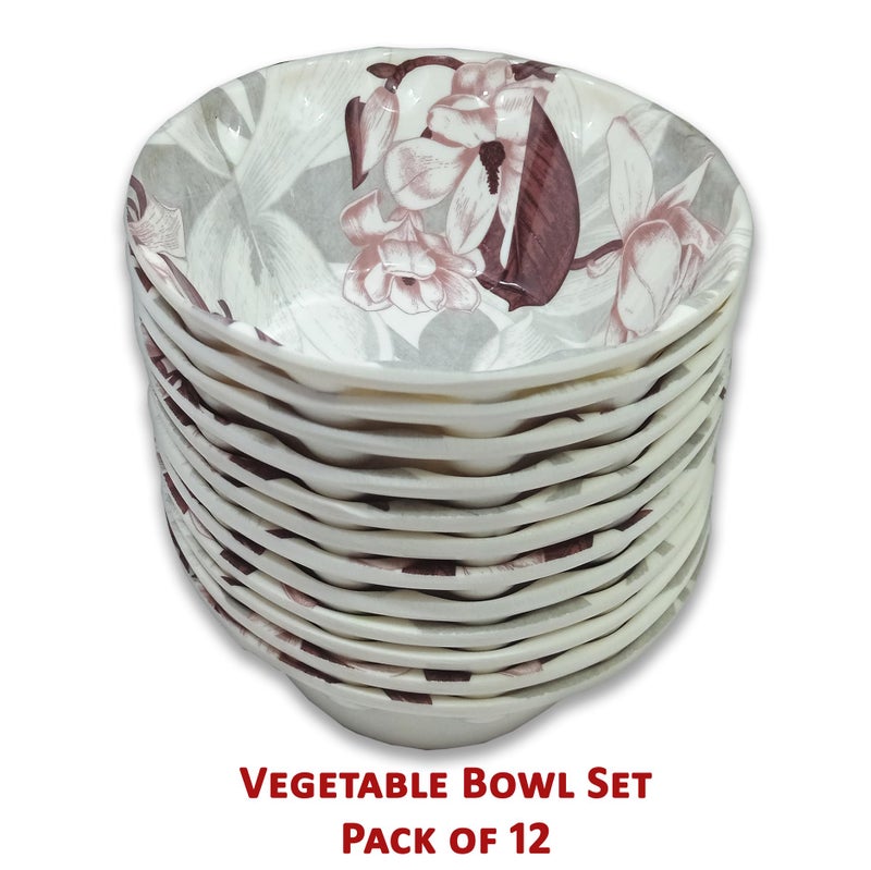 BHOJANWARE Melamine Small Vegetable Serving Bowl Set of 12 Stylish, Durable, and Ideal for Everyday Use - Image 4