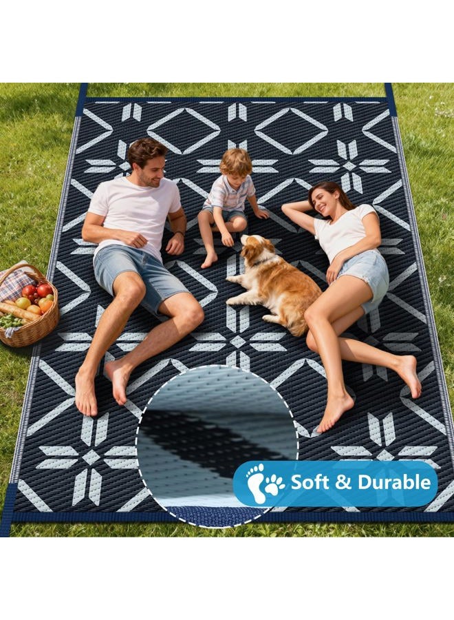 Kohree RV Outdoor Rugs, RV Outdoor Mat 6' x 9' Weatherproof Outdoor Camping Rug Outdoor Patio Rugs Clearance with Corner Loops for Patio, Camping, RV, Deck, Backyard, Picnic, Blue & Light Blue - Image 4