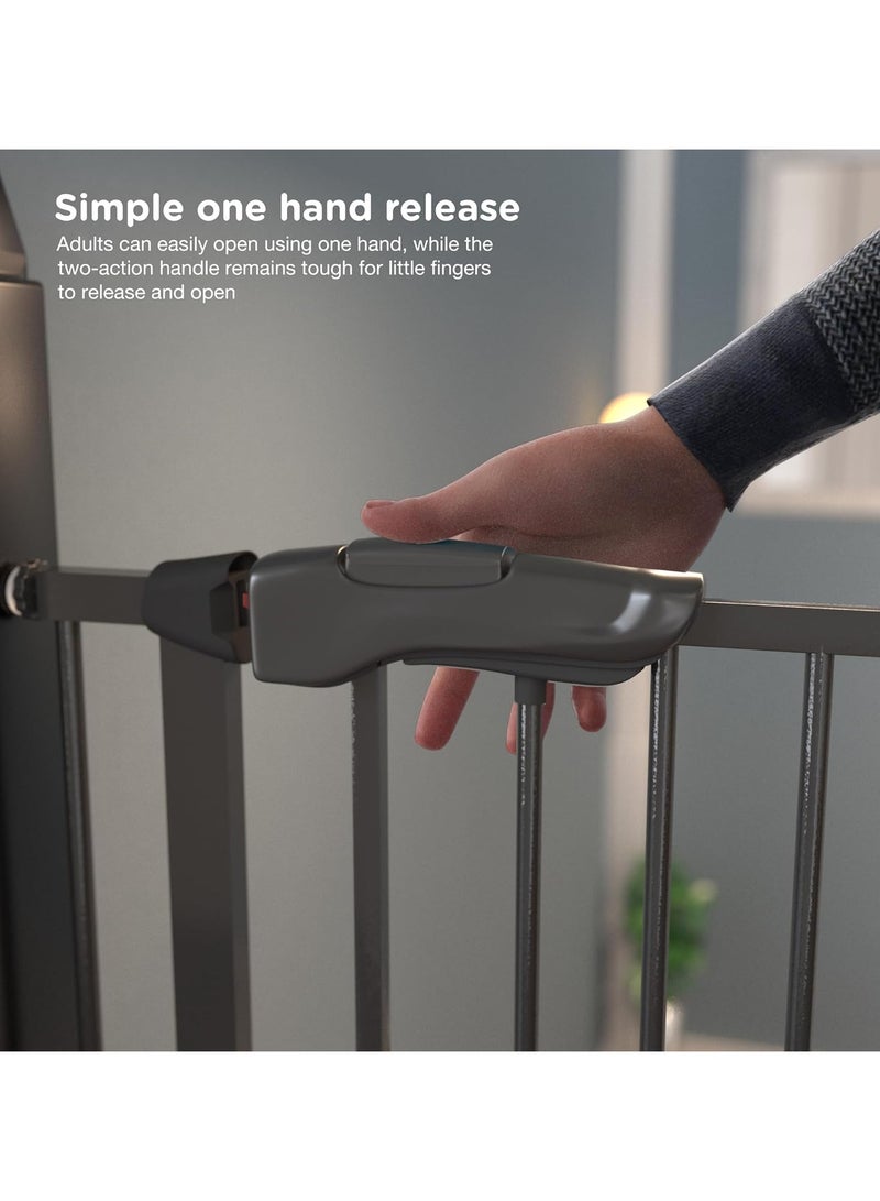 BAYBEE 75 Cm Auto Close Safety Baby Gate for Kids, Extra Tall Wide Child Gate Kids Safety Baby Fence | Easy Walk Thru Durability Dog Gate Baby Safety Gate for Home, Stairs, Doorways & Kitchen Black - Image 4