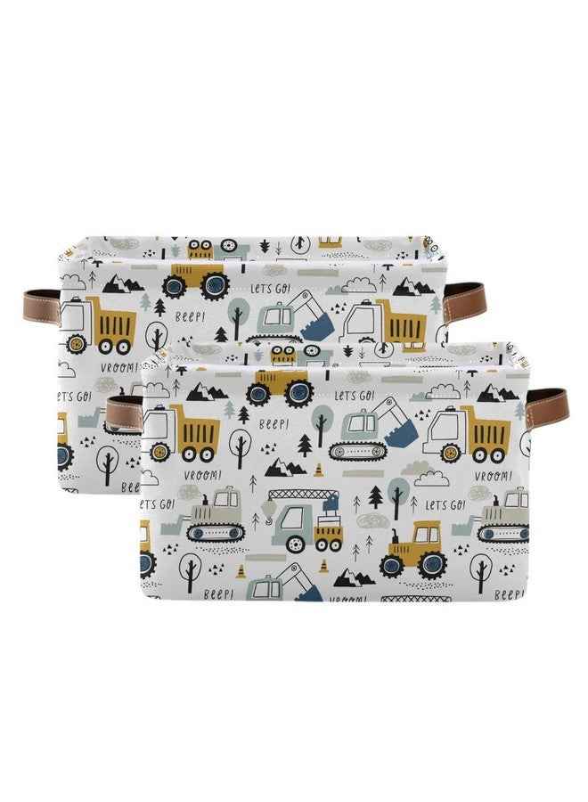 Wamika Excavator Truck Toy Storage Basket Fabric Kitchen Baskets Cars Boys Toys Open Home Storage Bins Boxes Foldable Organizer Bag for Baby Cloth Book Shelf Closet Baskets 16×12×8 Inches - Image 2