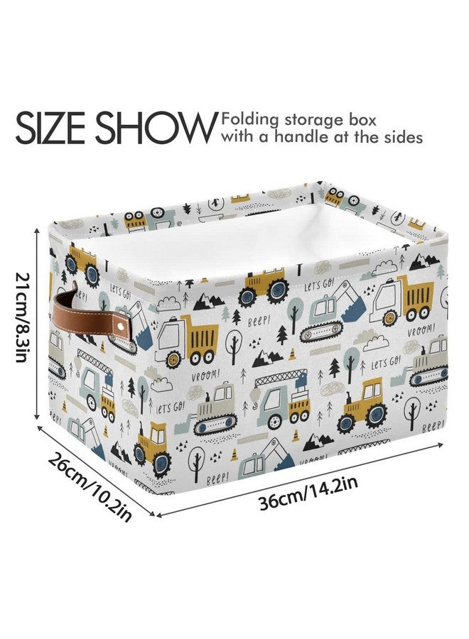 Wamika Excavator Truck Toy Storage Basket Fabric Kitchen Baskets Cars Boys Toys Open Home Storage Bins Boxes Foldable Organizer Bag for Baby Cloth Book Shelf Closet Baskets 16×12×8 Inches - Image 4