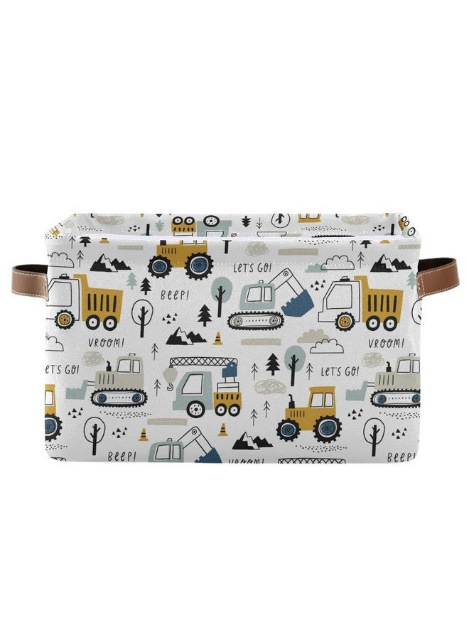 Wamika Excavator Truck Toy Storage Basket Fabric Kitchen Baskets Cars Boys Toys Open Home Storage Bins Boxes Foldable Organizer Bag for Baby Cloth Book Shelf Closet Baskets 16×12×8 Inches - Image 1
