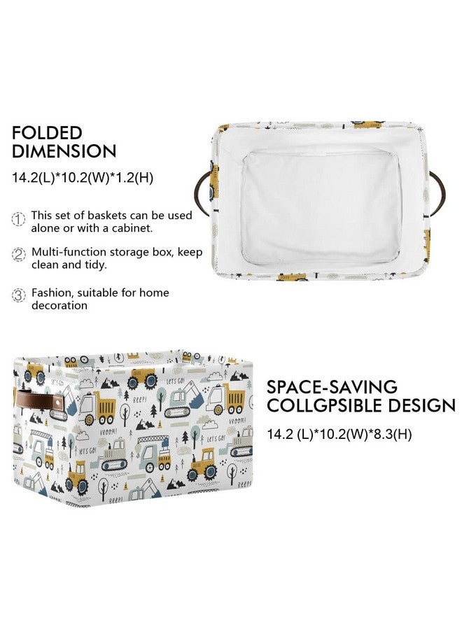 Wamika Excavator Truck Toy Storage Basket Fabric Kitchen Baskets Cars Boys Toys Open Home Storage Bins Boxes Foldable Organizer Bag for Baby Cloth Book Shelf Closet Baskets 16×12×8 Inches - Image 3