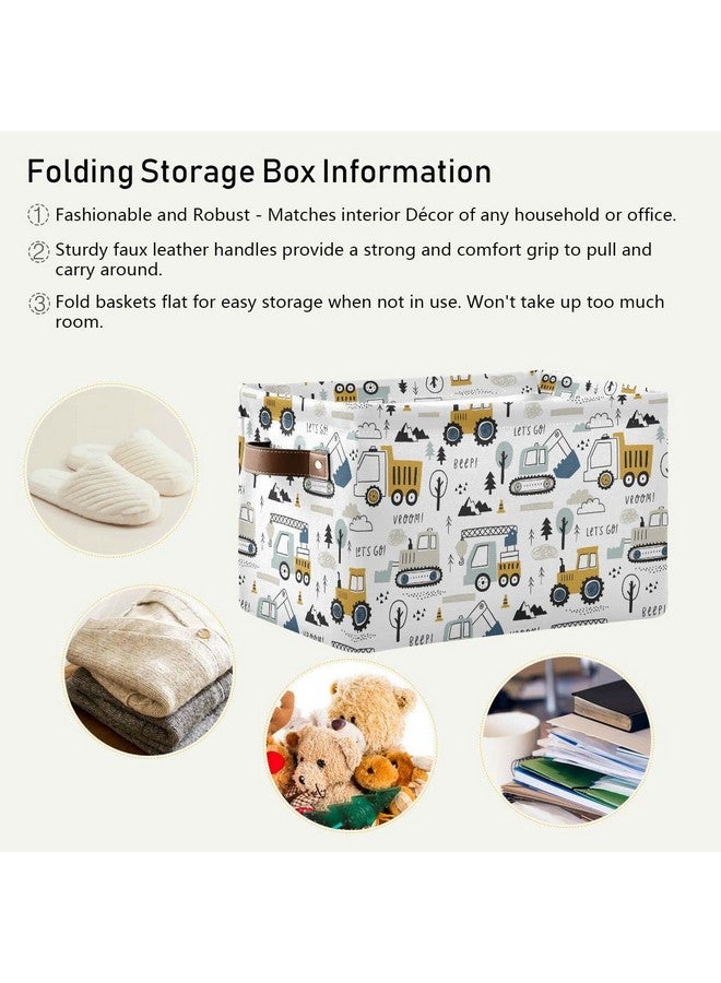 Wamika Excavator Truck Toy Storage Basket Fabric Kitchen Baskets Cars Boys Toys Open Home Storage Bins Boxes Foldable Organizer Bag for Baby Cloth Book Shelf Closet Baskets 16×12×8 Inches - Image 5