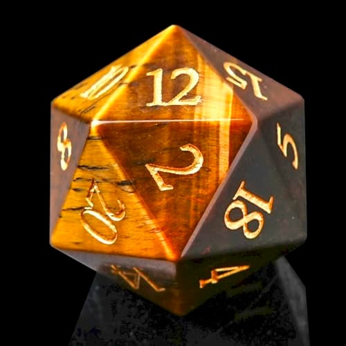 FTNNGIME 1PCS Gem D20 DND Dice 25mm 20 Sided CrystalAmethyst DD Dice for Dungeons and Dragons RPG Roleplaying Games MTG Table Games Handmade Polyhedral Dice Tiger Eye - Image 5