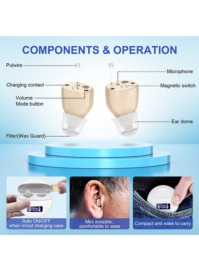 Chixing Rechargeable Hearing Aids for Seniors, Noise Cancelling, Hearing Aid Amplifier with Charging Case  - Image 2