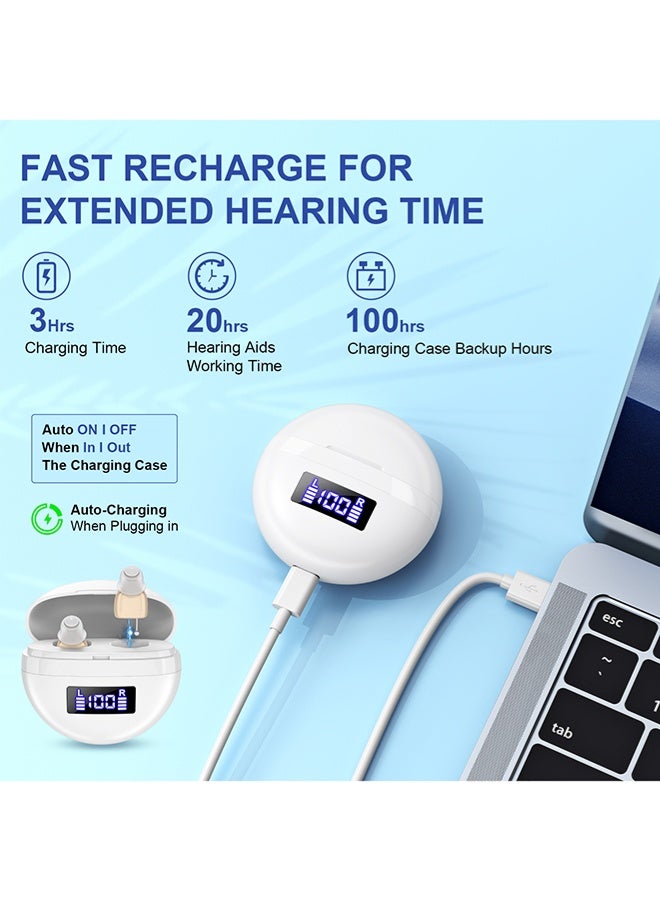 Chixing Rechargeable Hearing Aids for Seniors, Noise Cancelling, Hearing Aid Amplifier with Charging Case  - Image 4