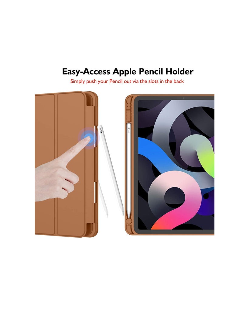 Smart Case for Samsung Galaxy Tab S8 2022/Tab S7 2020 11 Inch (Model SM-X700/X706/T870/T875) with Pencil Holder, Soft TPU Smart Stand Back Cover Auto Wake/Sleep Feature (Brown) - Image 2