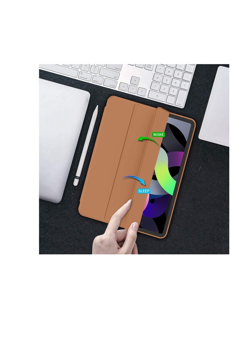 Smart Case for Samsung Galaxy Tab S8 2022/Tab S7 2020 11 Inch (Model SM-X700/X706/T870/T875) with Pencil Holder, Soft TPU Smart Stand Back Cover Auto Wake/Sleep Feature (Brown) - Image 1