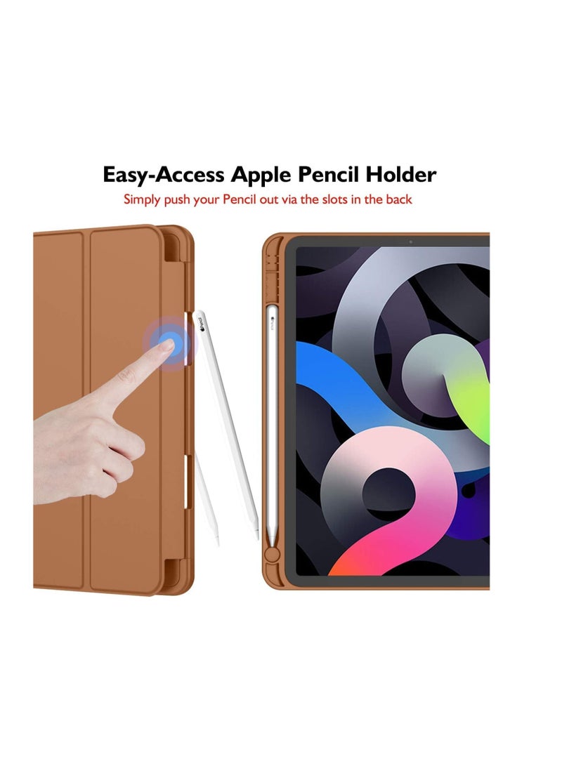 Smart Case for Samsung Galaxy Tab S8 2022/Tab S7 2020 11 Inch (Model SM-X700/X706/T870/T875) with Pencil Holder, Soft TPU Smart Stand Back Cover Auto Wake/Sleep Feature (Brown) - Image 4