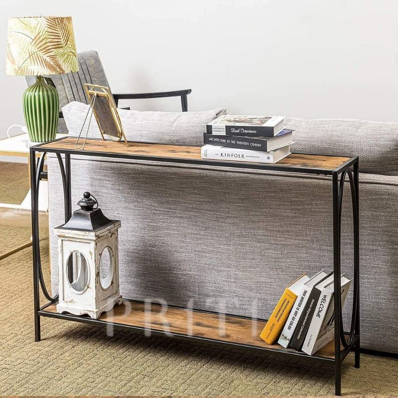Priti Narrow Console Entryway Table Rustic Surface Skinny Sofa Table with Storage Shelves 4725 x 9 x 29 Inches for Hallway Entryway Living Room 2Tier Console Table - Image 1