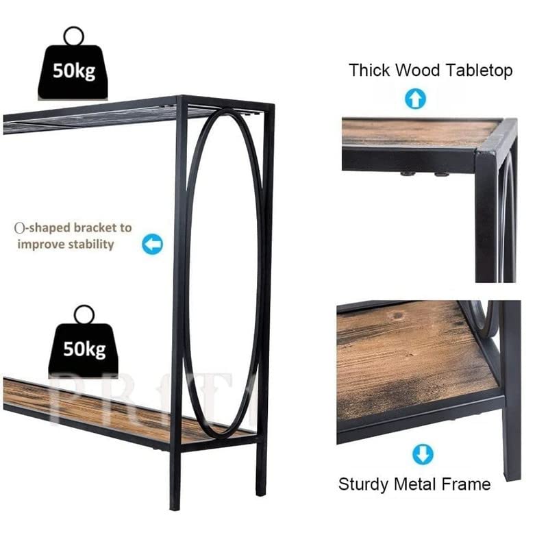 Priti Narrow Console Entryway Table Rustic Surface Skinny Sofa Table with Storage Shelves 4725 x 9 x 29 Inches for Hallway Entryway Living Room 2Tier Console Table - Image 4