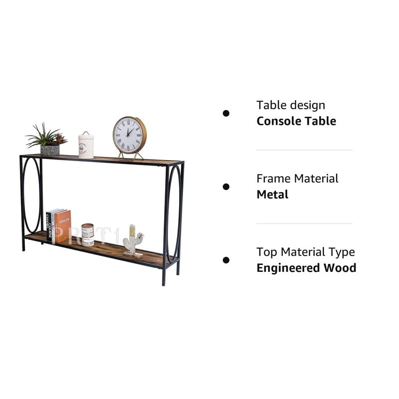 Priti Narrow Console Entryway Table Rustic Surface Skinny Sofa Table with Storage Shelves 4725 x 9 x 29 Inches for Hallway Entryway Living Room 2Tier Console Table - Image 3