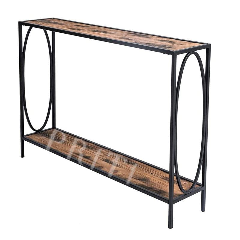 Priti Narrow Console Entryway Table Rustic Surface Skinny Sofa Table with Storage Shelves 4725 x 9 x 29 Inches for Hallway Entryway Living Room 2Tier Console Table - Image 5