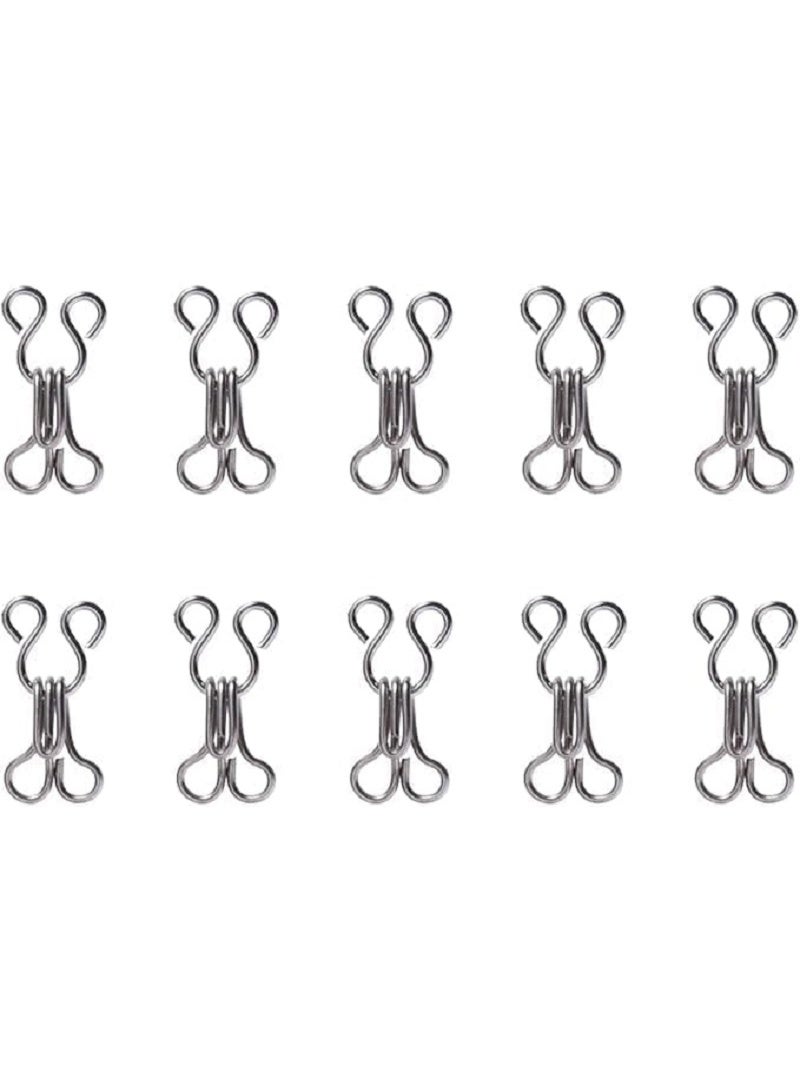 24 Hooks and Eyes for Sewing – Suit for Coats, Skirts, Pants, Bras, Strong Metal Silver - Image 1