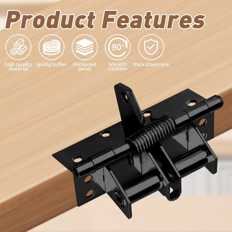 REDUCK مفصلة باب جراج ثقيلة 3 في 1 ذاتية الإغلاق - مفصلة زنبركية أوتوماتيكية مع تحديد موضع 90°، مفصلة رف قابلة للطي مقاومة للصدأ ومغلق باب غير مرئي (أسود) - Image 1