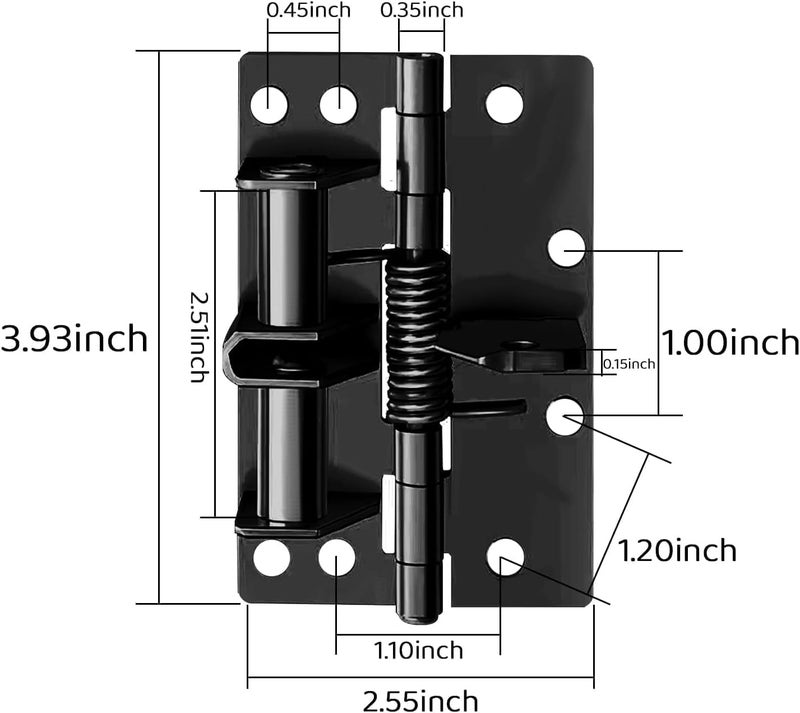 REDUCK مفصلة باب جراج ثقيلة 3 في 1 ذاتية الإغلاق - مفصلة زنبركية أوتوماتيكية مع تحديد موضع 90°، مفصلة رف قابلة للطي مقاومة للصدأ ومغلق باب غير مرئي (أسود) - Image 5