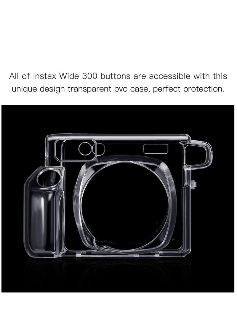 Protective Case Compatible with Fujifilm Instax Mini Wide300 Instant Film Camera/Crystal Hard Shell PVC Protective Cover Carrying Cover/with Adjustable Shoulder Strap -Clear  - Image 2