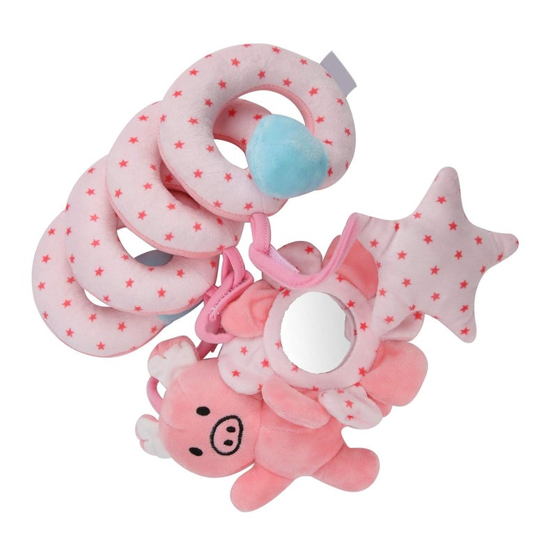 klarako Baby Stroller Hanging Toy, Newborn Pram Crib Plush Toys Infant Spiral Activity Rattle Stroller Car Seat Toy for Babies Boys and Girls(Pink) - Image 4