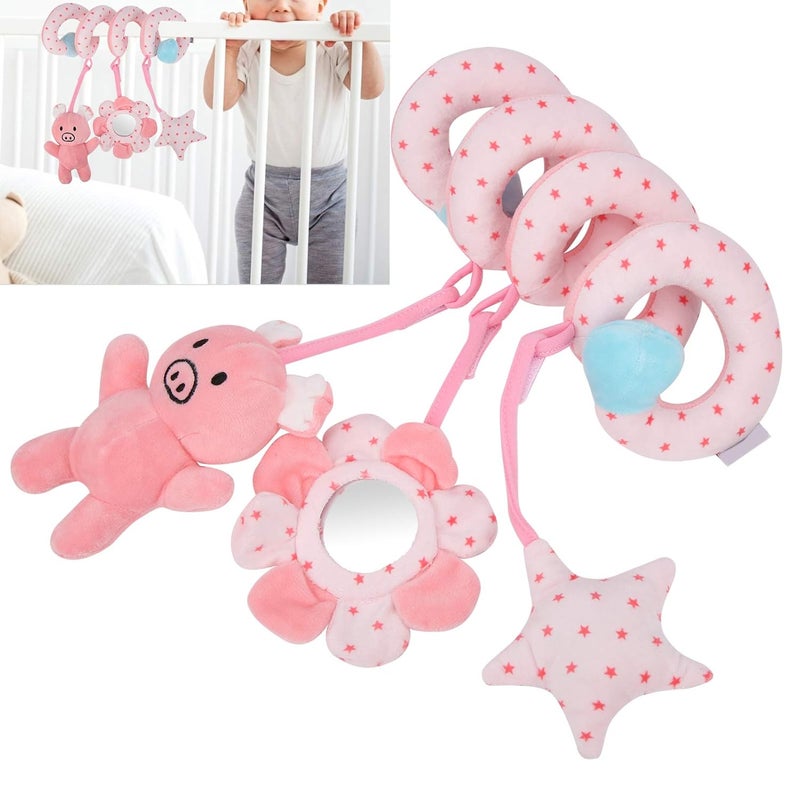 klarako Baby Stroller Hanging Toy, Newborn Pram Crib Plush Toys Infant Spiral Activity Rattle Stroller Car Seat Toy for Babies Boys and Girls(Pink) - Image 3
