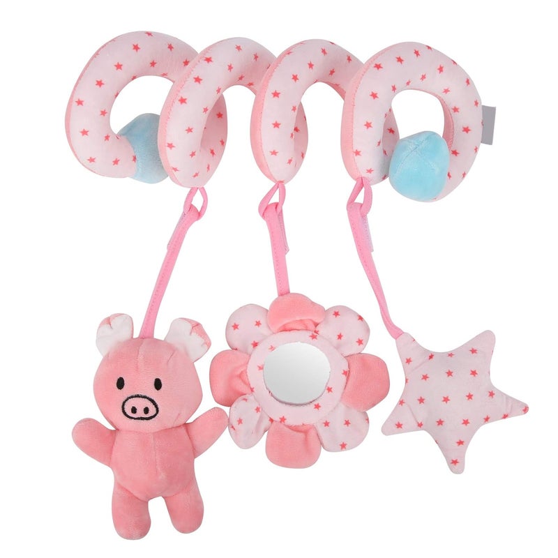 klarako Baby Stroller Hanging Toy, Newborn Pram Crib Plush Toys Infant Spiral Activity Rattle Stroller Car Seat Toy for Babies Boys and Girls(Pink) - Image 2