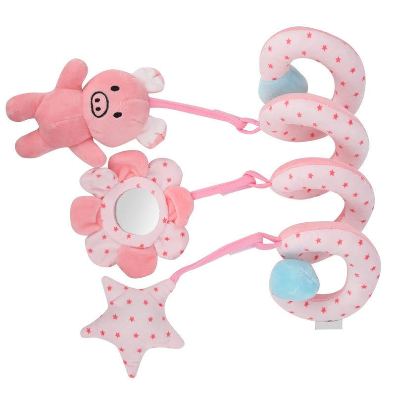 klarako Baby Stroller Hanging Toy, Newborn Pram Crib Plush Toys Infant Spiral Activity Rattle Stroller Car Seat Toy for Babies Boys and Girls(Pink) - Image 5