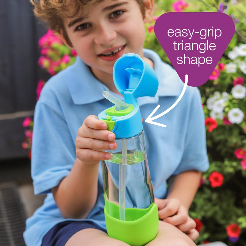 b.box Kids Water Bottle - Tritan Toddler Drink Bottle with Straw for School, Daycare, Travel w/Easy-Grip Triangular Design, Leak Proof Lid & Handle, BPA Free, Dishwasher Safe (Ocean Breeze) - Image 5