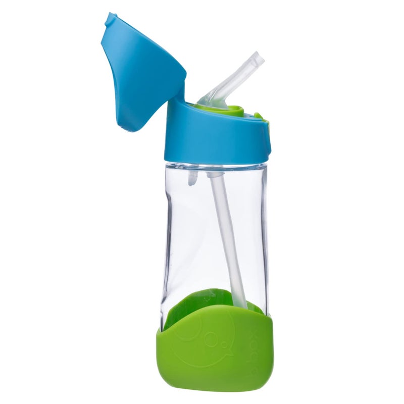 b.box Kids Water Bottle - Tritan Toddler Drink Bottle with Straw for School, Daycare, Travel w/Easy-Grip Triangular Design, Leak Proof Lid & Handle, BPA Free, Dishwasher Safe (Ocean Breeze) - Image 1