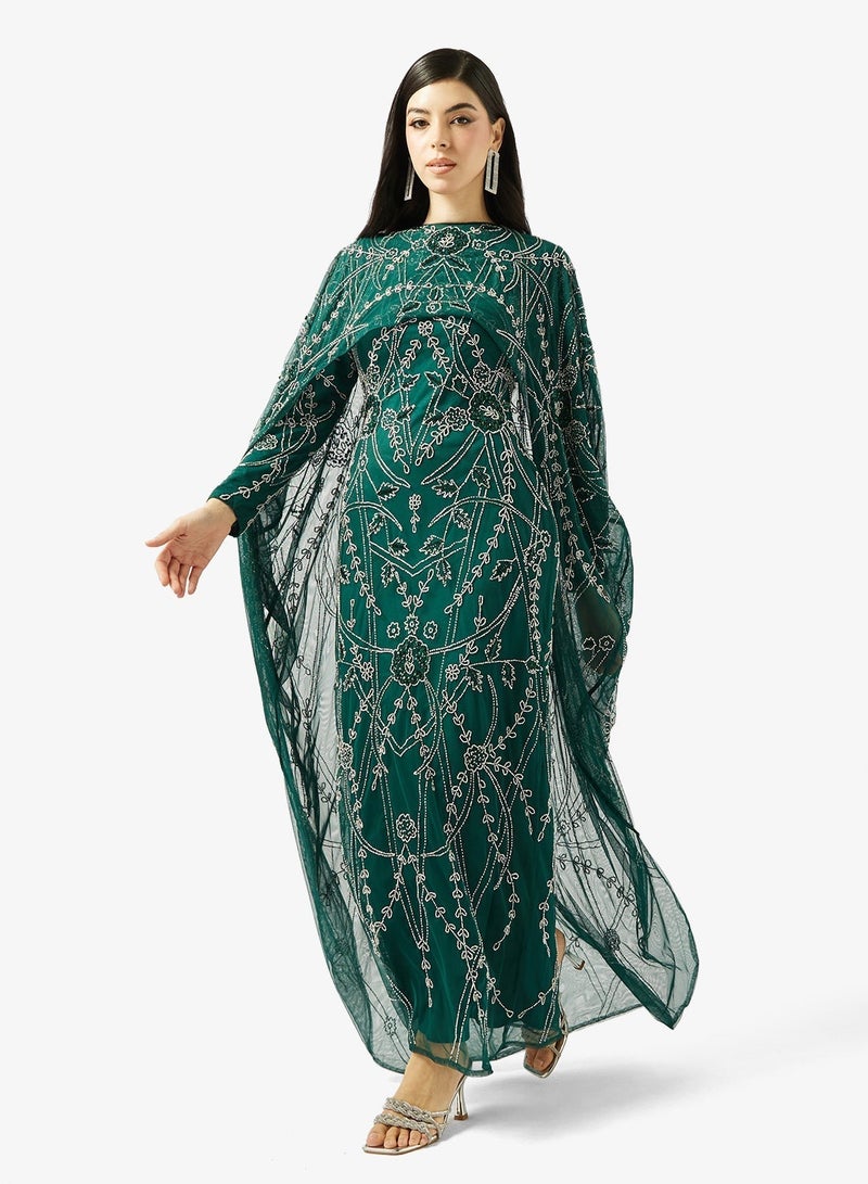 MARYISA Cape Sleeve Maxi Dress - Image 5