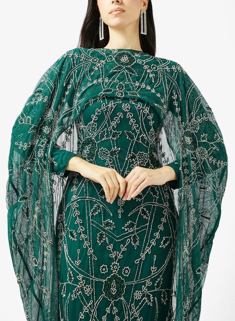 MARYISA Cape Sleeve Maxi Dress - Image 4
