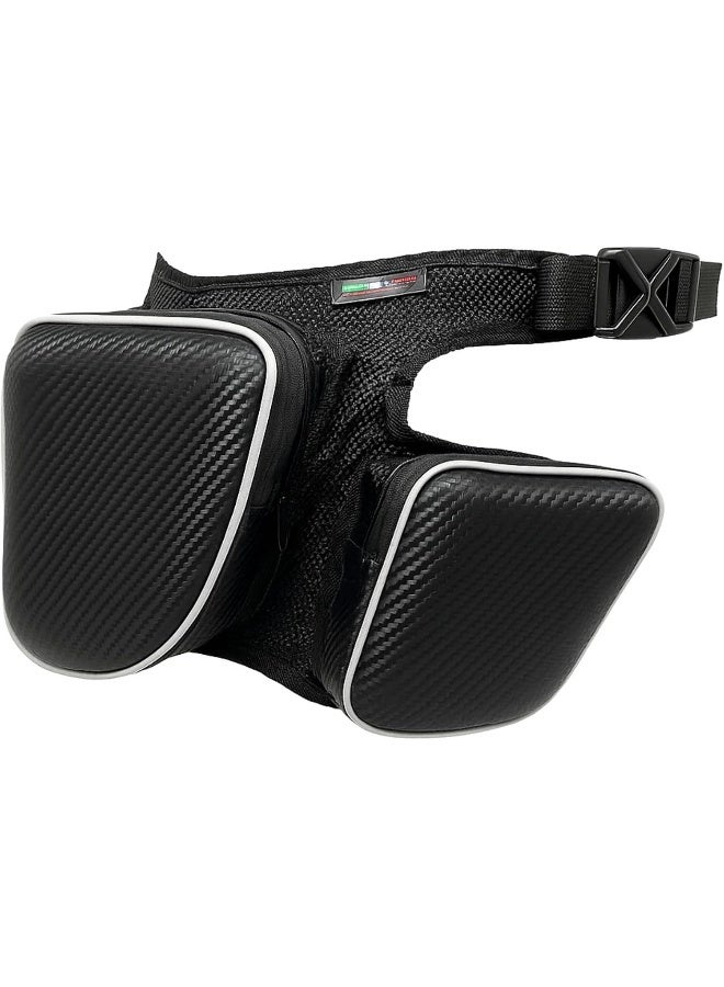Tex Motorcycle Drop Leg Bag with Carbon Fibre Pattern Black - Image 1