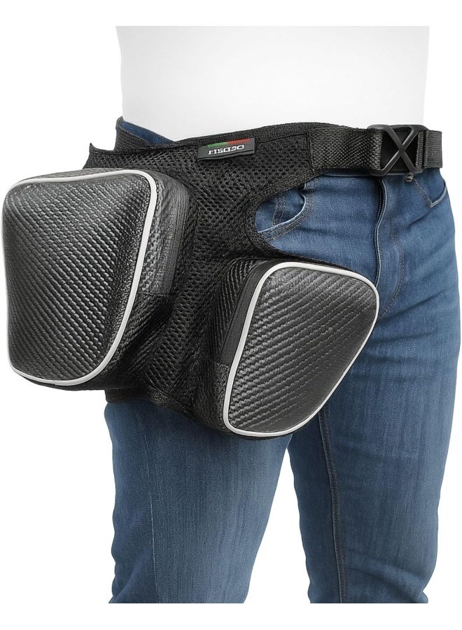 Tex Motorcycle Drop Leg Bag with Carbon Fibre Pattern Black - Image 2