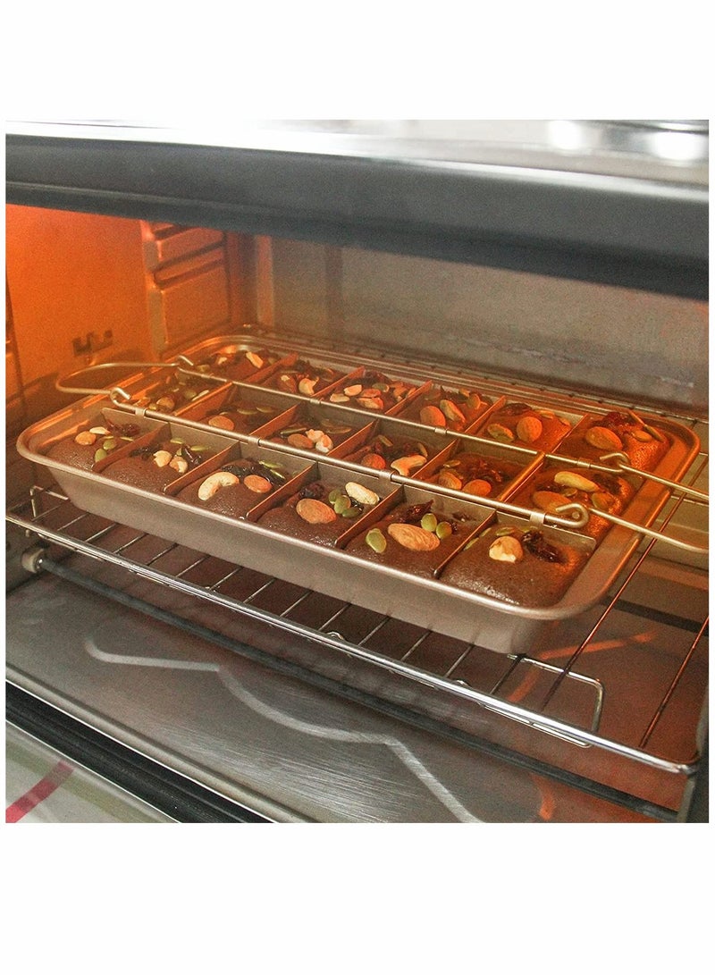 Brownie Cake Pan Non Stick With Dividers 18 Pre slice Baking Tray Slice Solutions Bakeware Square with Built in Slicer Carbon Steel for Oven 12*8*2 In - Image 5