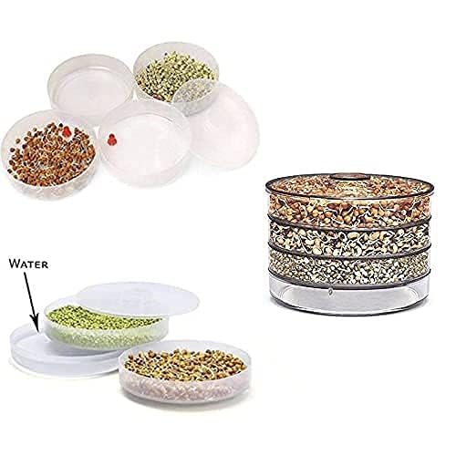 Stewit® Sprout Maker with 4 Compartments for Multi Purpose Use - Plastic Grocery Container Sprouted Grains Seeds Dal Channa Chole Ragi Organic Sprouting Jar (500ml,4-Layer) - Image 3