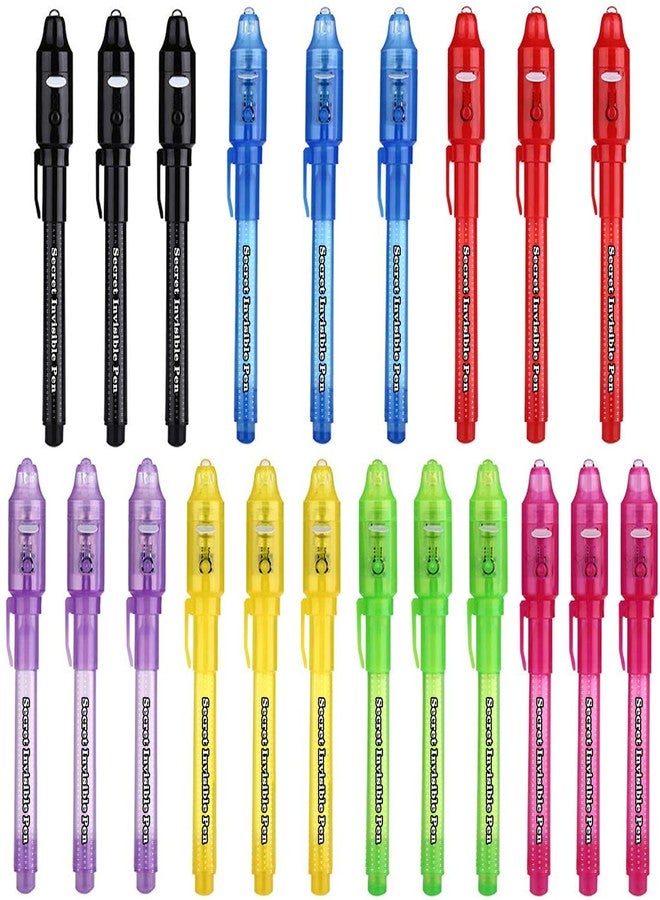 إس سي ستايل قلم حبر غير مرئي من SCStyle، 21 قطعة، مع ضوء الأشعة فوق البنفسجية، قلم تحديد سحري للرسائل السرية، وكتابة المعلومات لأعياد الميلاد، وعيد الفصح، والهالوين، وهدايا عيد الميلاد للطلاب - Image 1