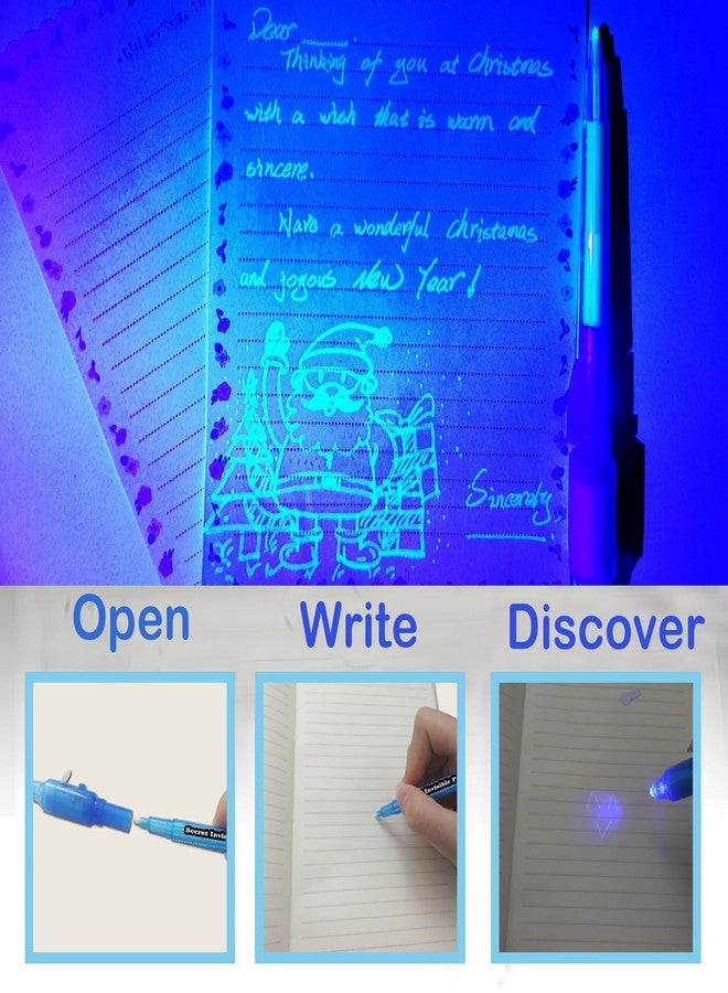 إس سي ستايل قلم حبر غير مرئي من SCStyle، 21 قطعة، مع ضوء الأشعة فوق البنفسجية، قلم تحديد سحري للرسائل السرية، وكتابة المعلومات لأعياد الميلاد، وعيد الفصح، والهالوين، وهدايا عيد الميلاد للطلاب - Image 3