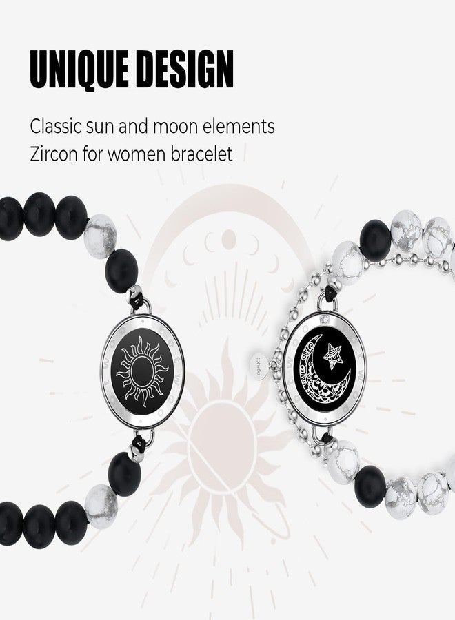 TOTWOO Long Distance Touch Bracelets for Couples, Smart Light up & Vibration for Love Couples Healing Stone Bracelet | Long Distance Relationship Gifts for Girlfriend Bluetooth Pairing Jewelry, One - Image 5