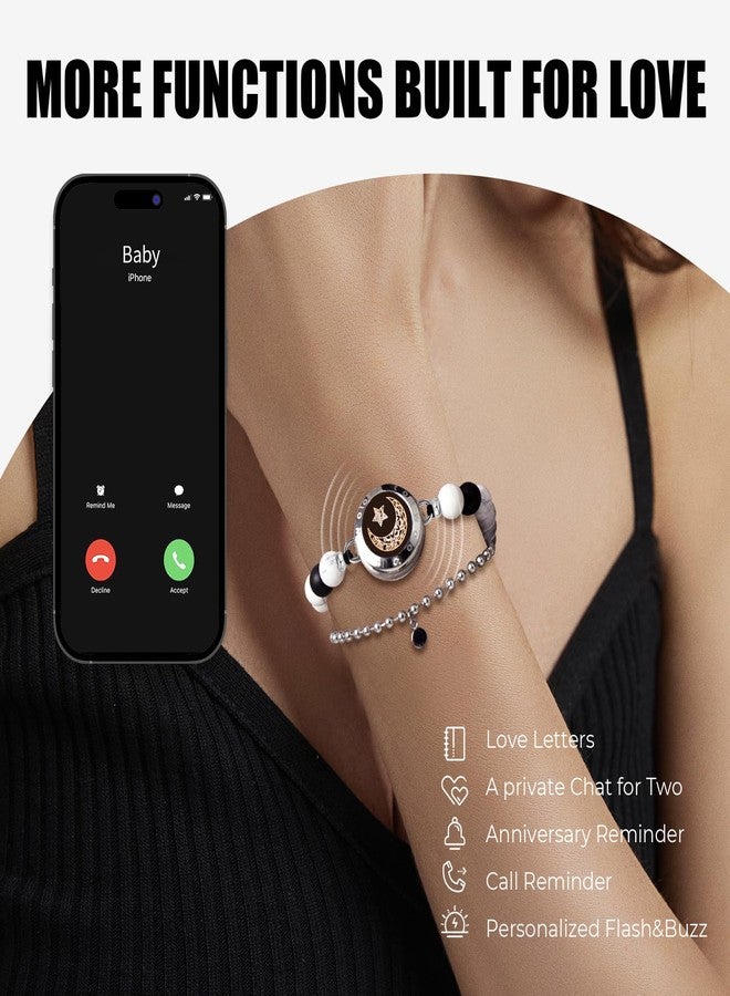 TOTWOO Long Distance Touch Bracelets for Couples, Smart Light up & Vibration for Love Couples Healing Stone Bracelet | Long Distance Relationship Gifts for Girlfriend Bluetooth Pairing Jewelry, One - Image 4